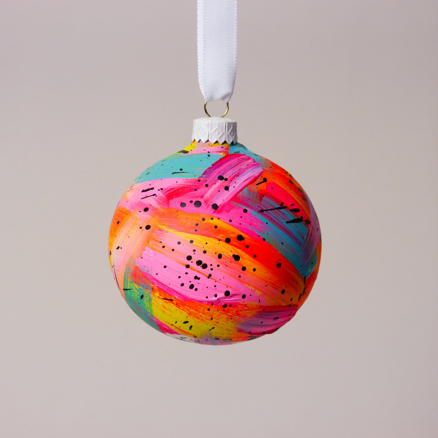 Limited Edition Hand Painted Bauble in Neon Brights