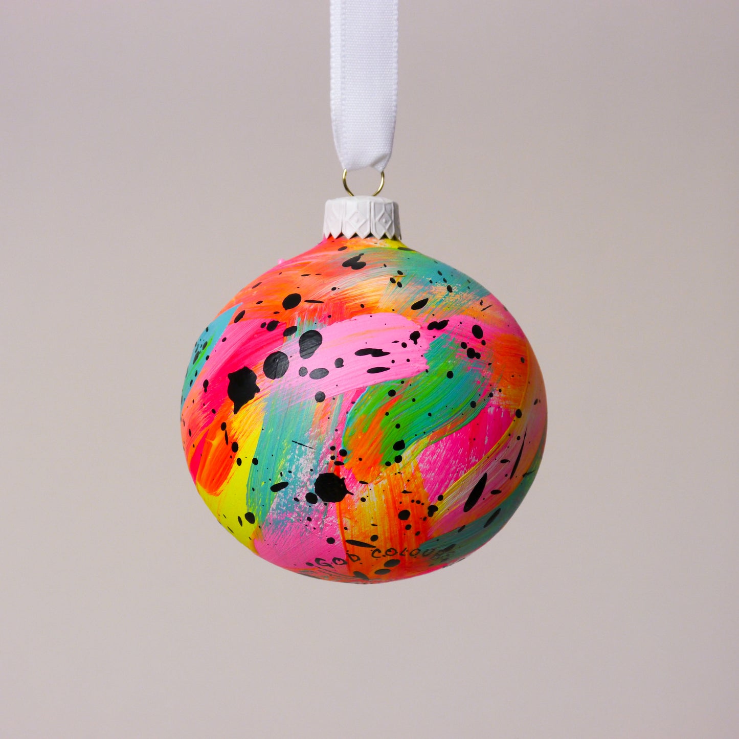 Limited Edition Hand Painted Bauble in Neon Brights