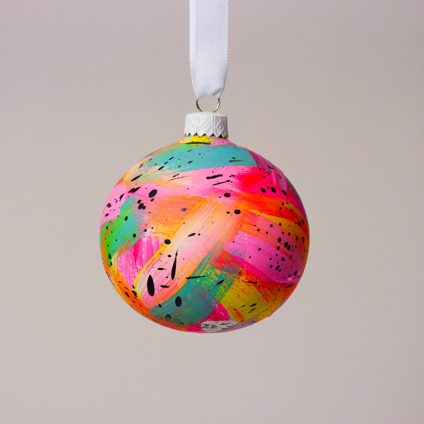 Limited Edition Hand Painted Bauble in Neon Brights