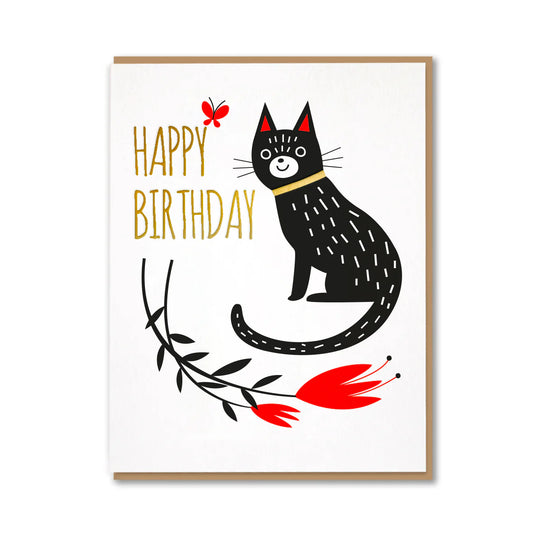 Birthday Flower Cat Card