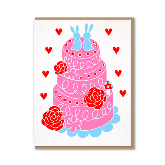 Big Pink Cake Wedding Card