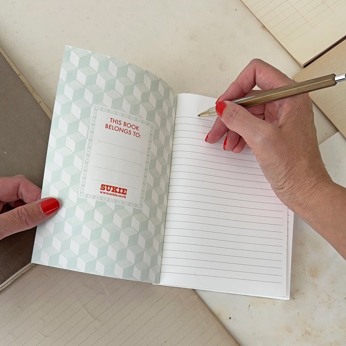 Hand Marbled Notebook in Sea Green