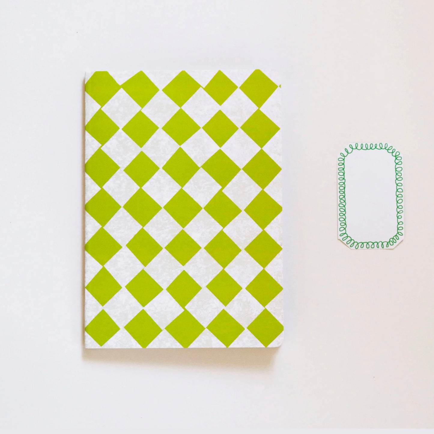 Lime and White Chequered Notebook