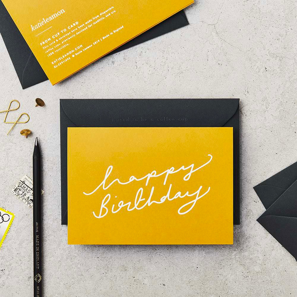 Happy Birthday Card in Mustard