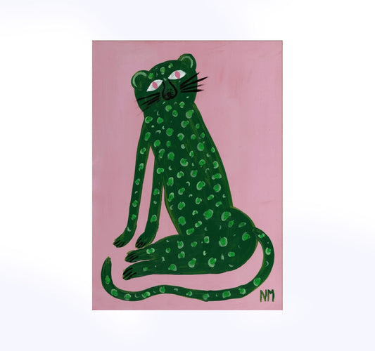 Green Leopard A3 Print