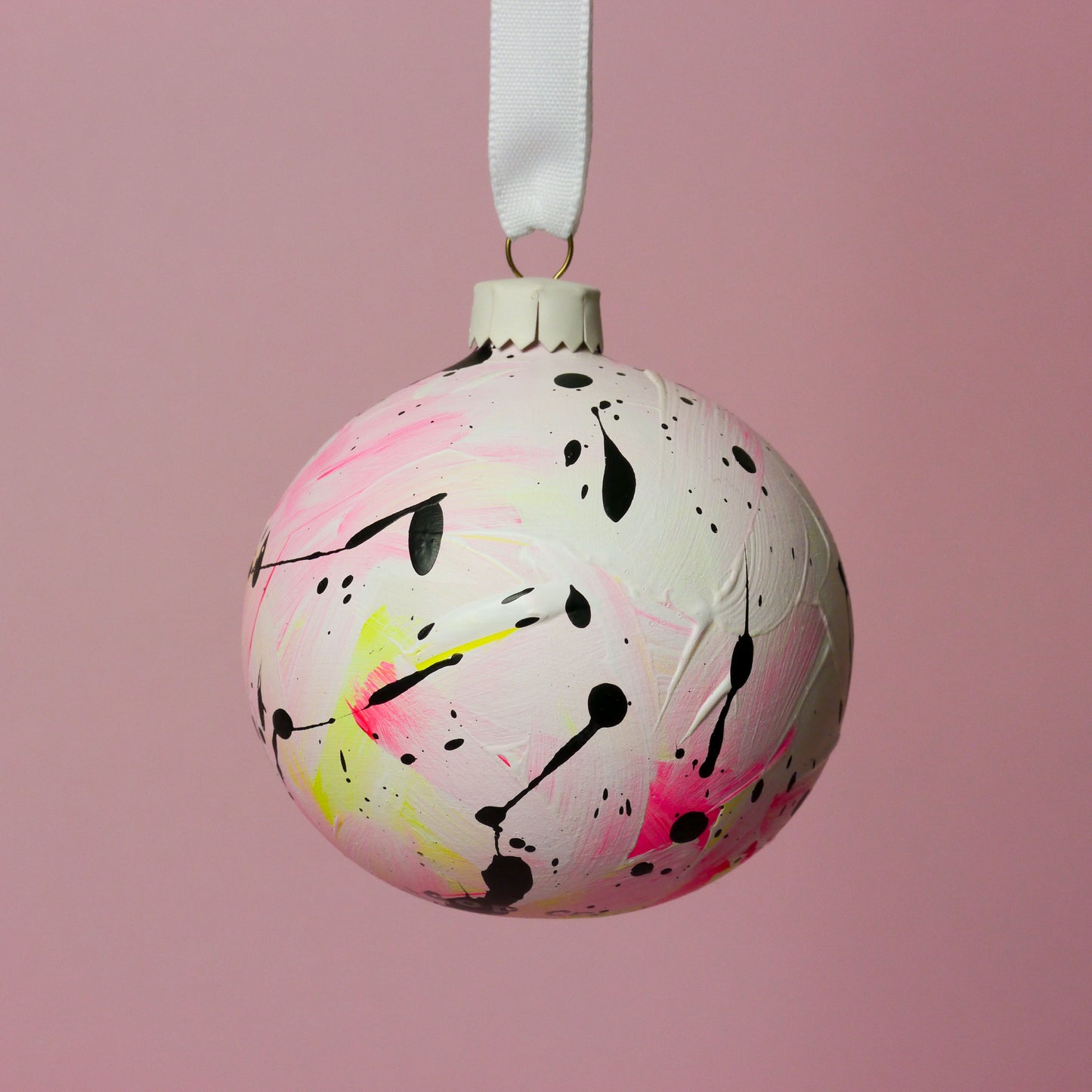 Hand Painted Bauble in Pale / Pink / Yellow
