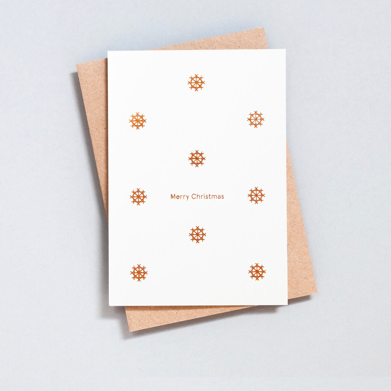 Merry Christmas Snowflake Card in Copper