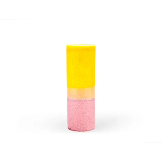 Cylinder Vase Large in Yellow & Pale Pink