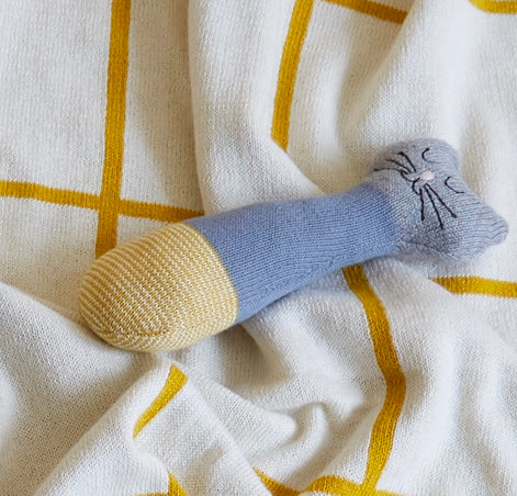 Cat Blue Baby Rattle Toy