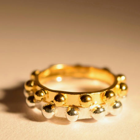 Studded Ring in Sterling Silver or Gold Plate