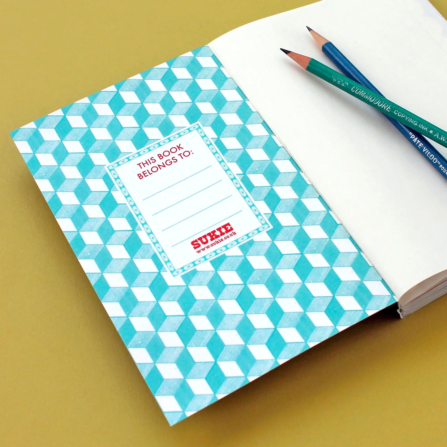 Hand Marbled Journal in Blue & Pink