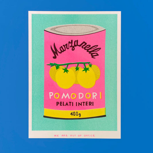 A Can of Pomodori Risograph Mini Print