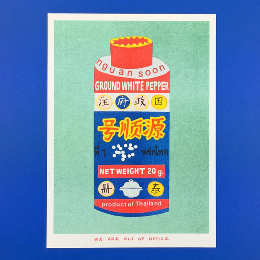 A Can of Ground White Pepper Risograph Mini Print