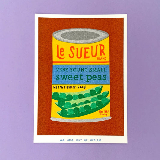 A Can of Sweet Peas Risograph Mini Print