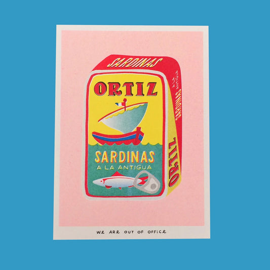 A Can Full of Sardinas Risograph Mini Print