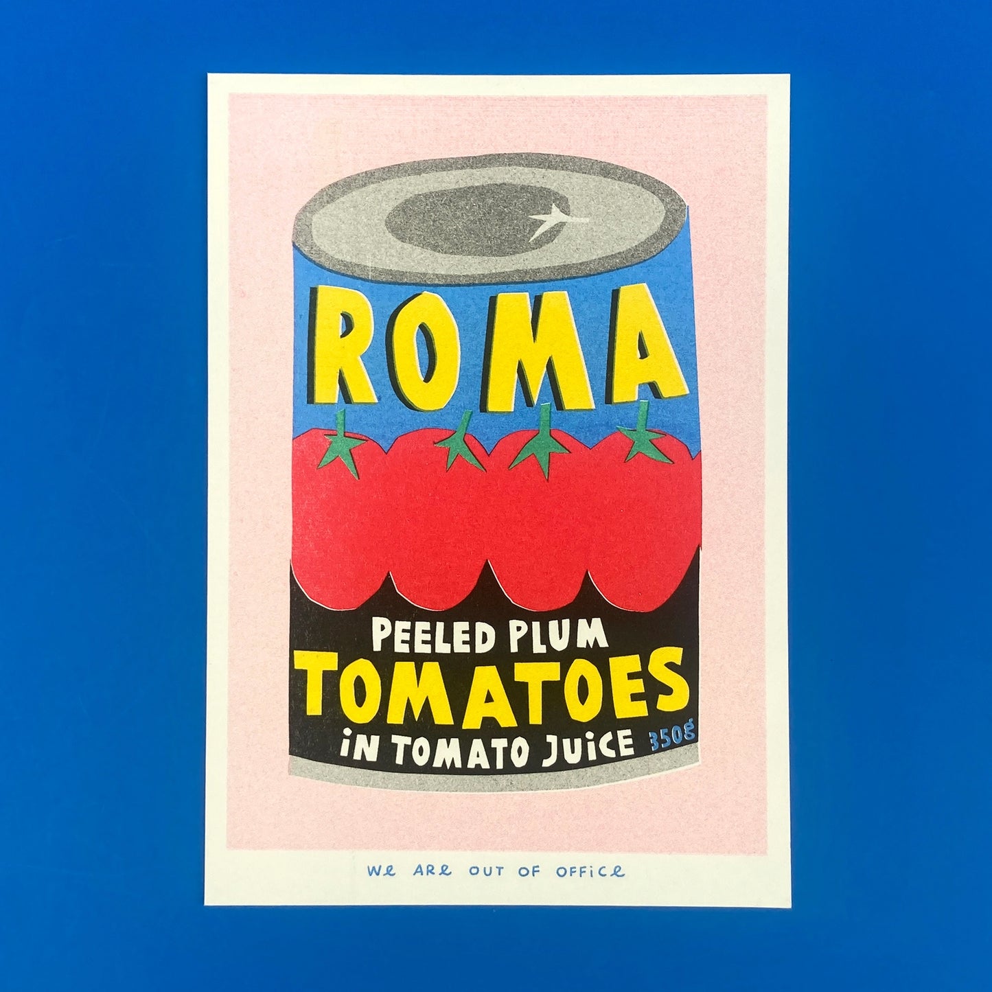 A Can of Roma Plum Tomatoes Risograph Mini Print