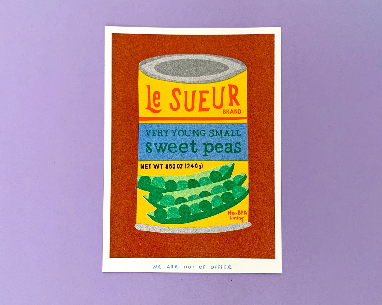 A Can of Sweet Peas Risograph Mini Print