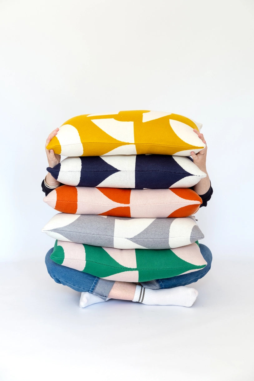 Cotton Knit Throw Cushion - Deko Green