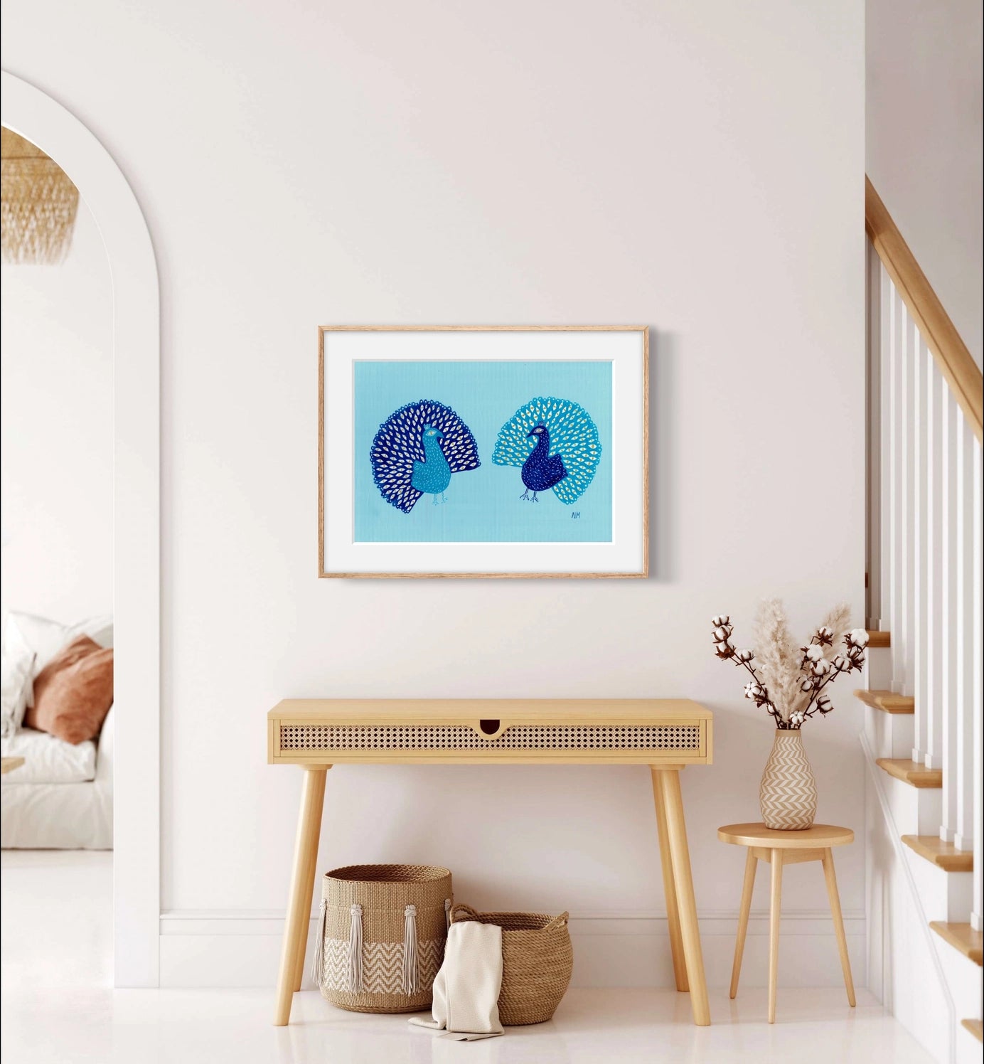Blue Peacock Print