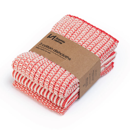 Reusable & Eco-Friendly Cotton Dishcloths: Textured Red