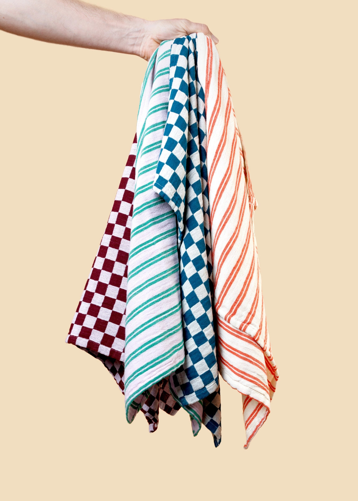 Cotton Hand Towel: Teal Check
