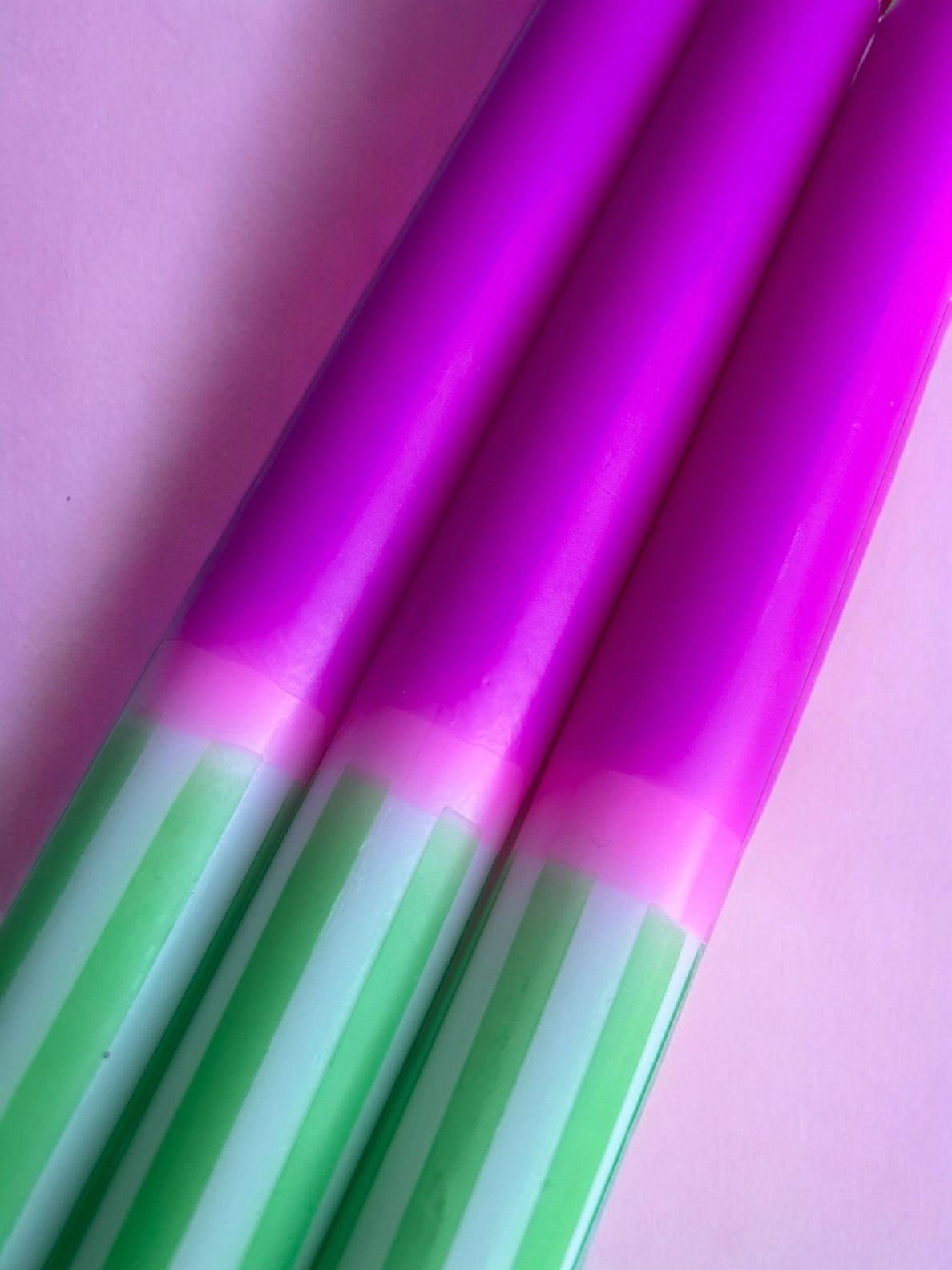 Fushia Fern - Dip Dye Dinner Candle Trio