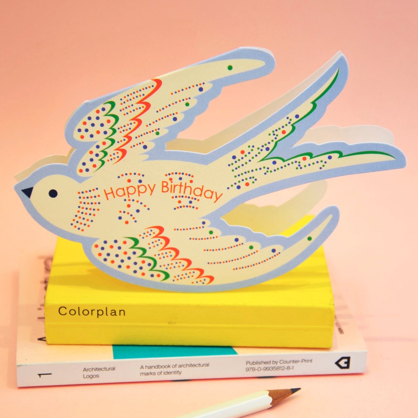 Whimsical Rocking Bird Happy Birthday Die Cut Card