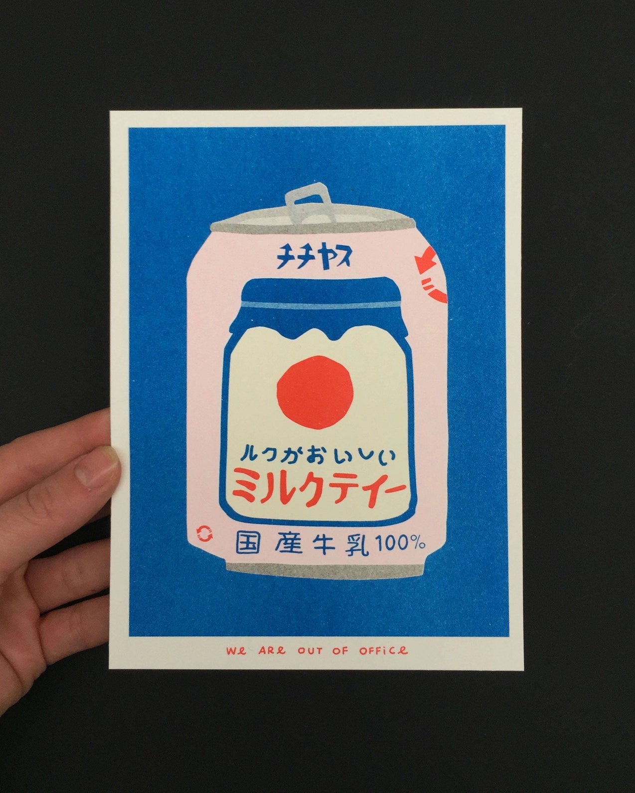 Japanese Can of Milky Tea Risograph Mini Print
