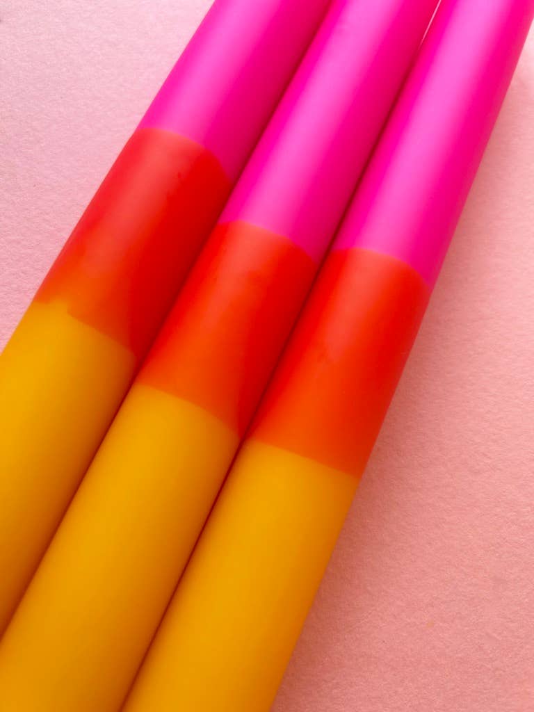 Indian Summer Dip Dye Dinner Candles trio