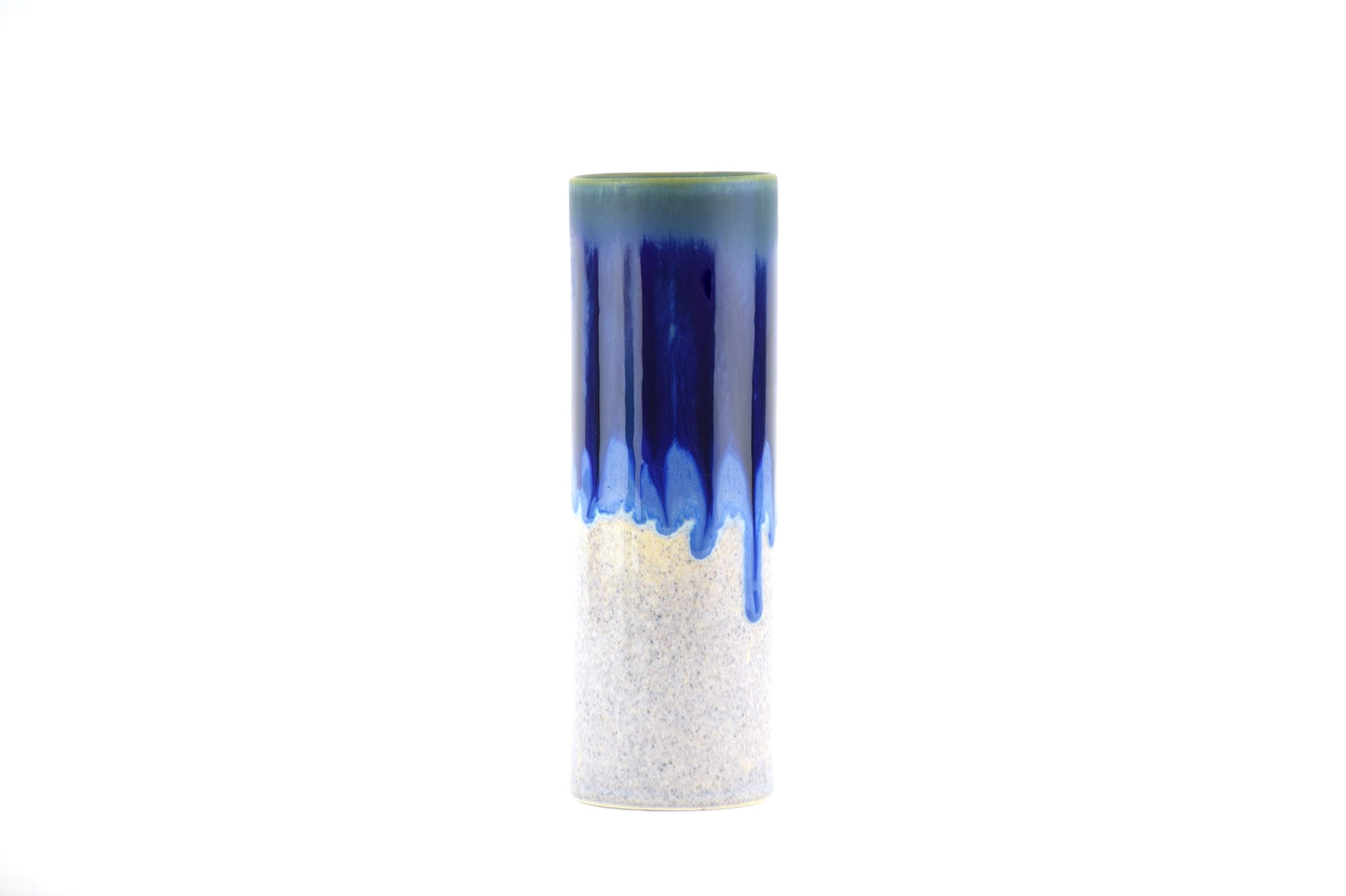Cylinder Vase in Dark Blue & Speckled White