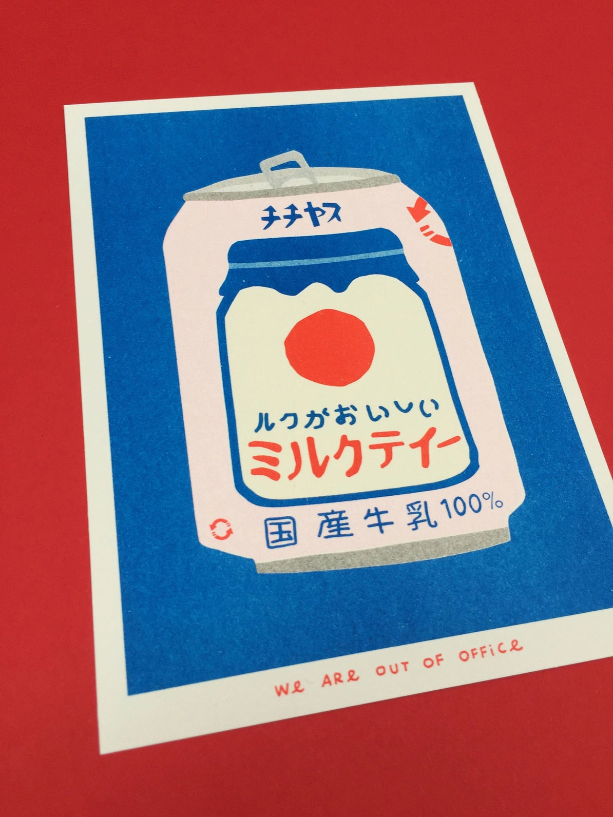 Japanese Can of Milky Tea Risograph Mini Print