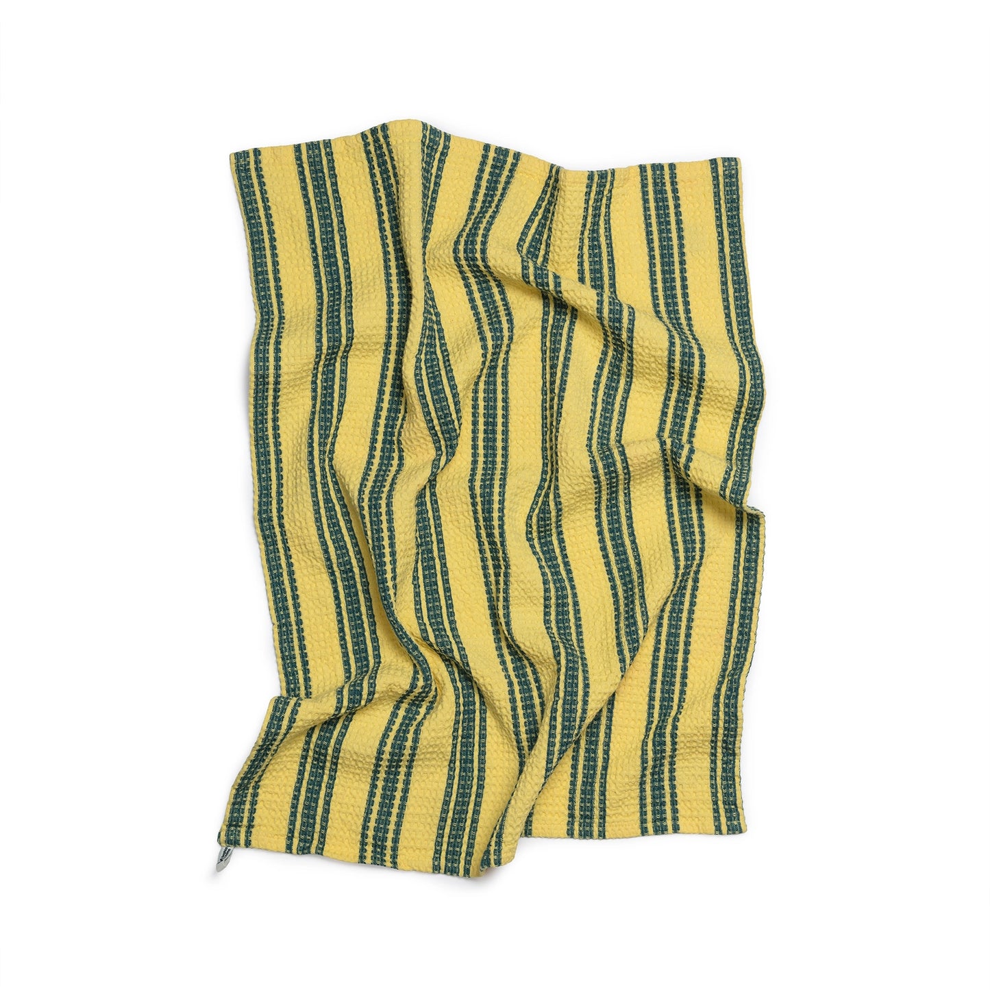 Cotton Waffle Tea Towel 2 Pack: Striped Burgundy and Yellow
