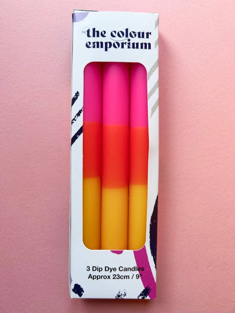 Indian Summer Dip Dye Dinner Candles trio