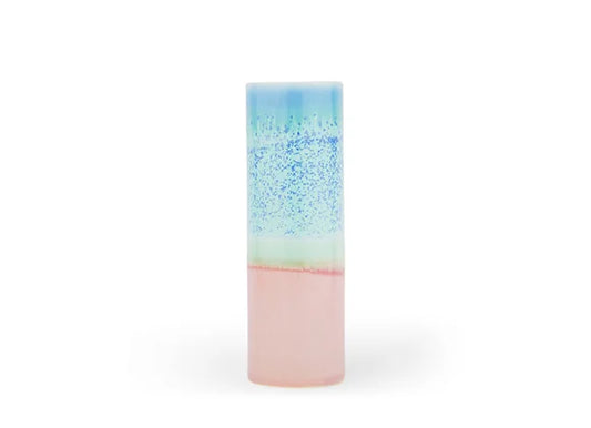 Cylinder Vase in Aqua Blue Speckle & Pale Pink