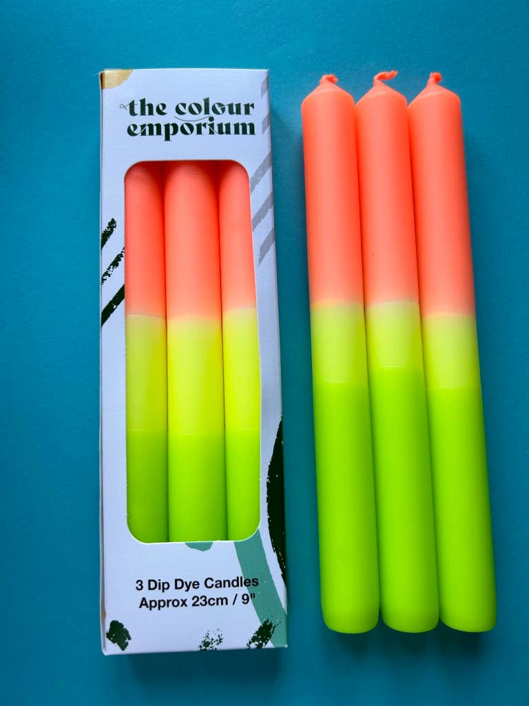 Neon Citrus - Dip Dye Dinner Candle Trio