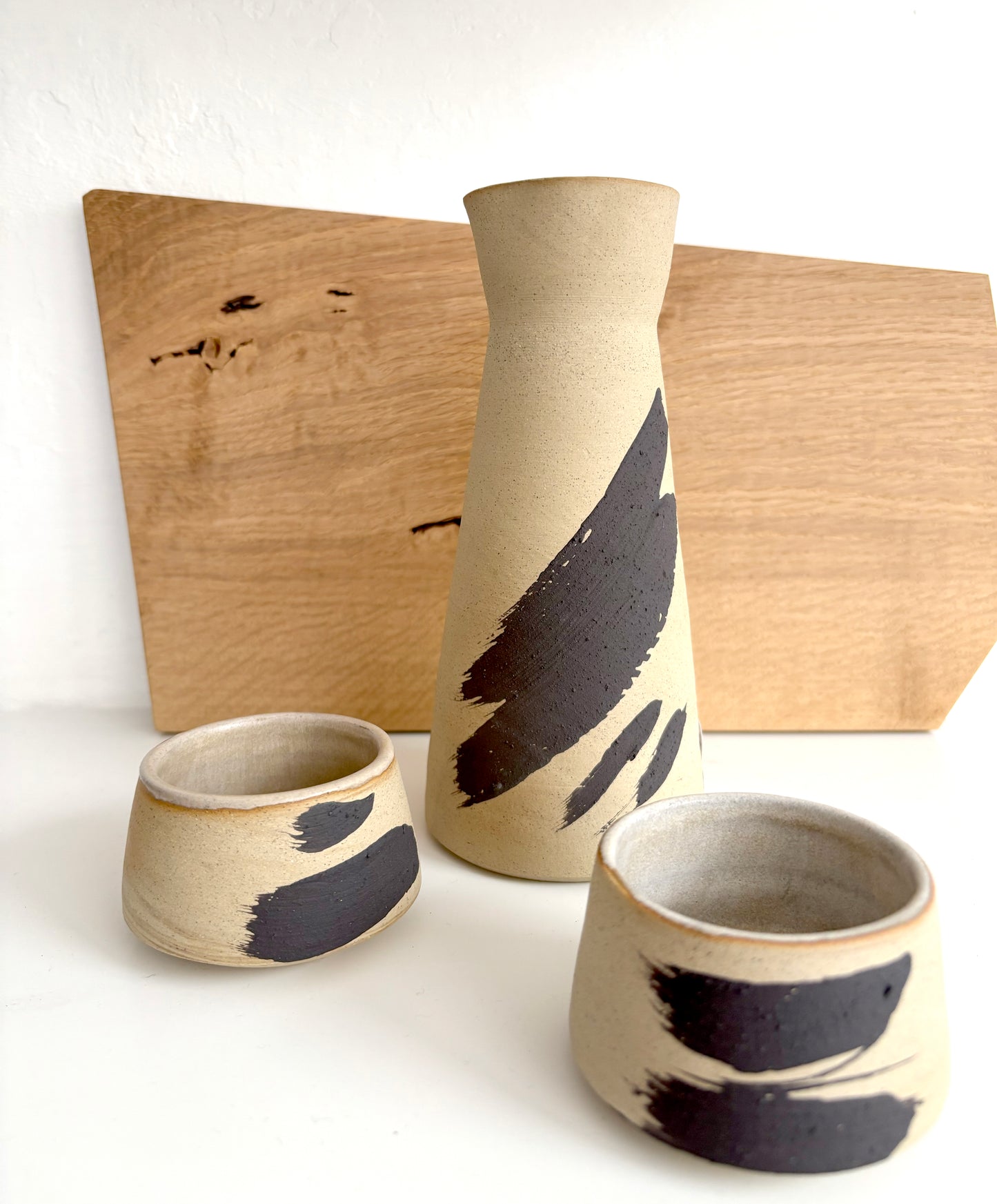 Brushstroke Stoneware Sake Set