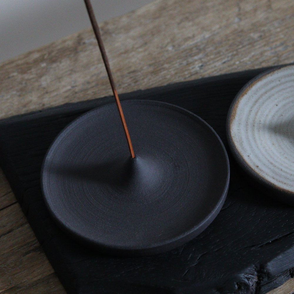 Black Stoneware Incense Holder