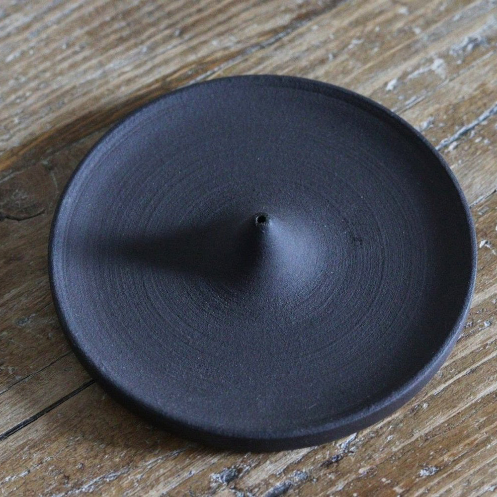 Black Stoneware Incense Holder