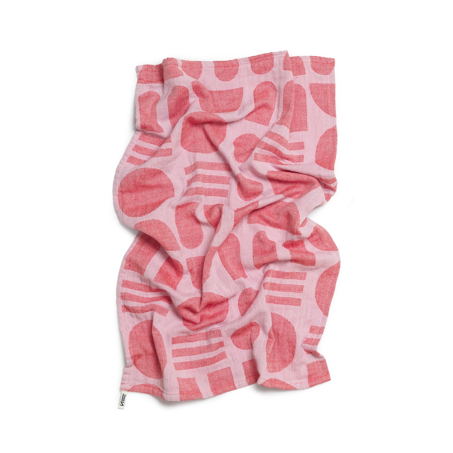 Cotton Tea Towel: Stack the Dishes Pink
