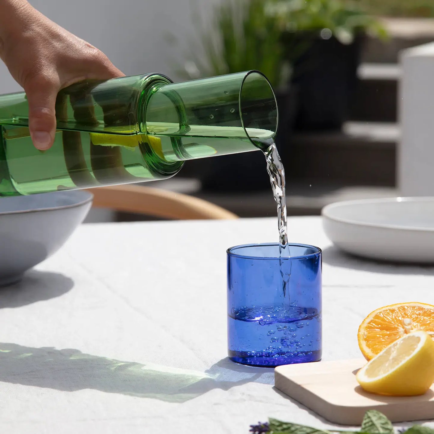 Duo Tone Glass Carafe - Blue & Green