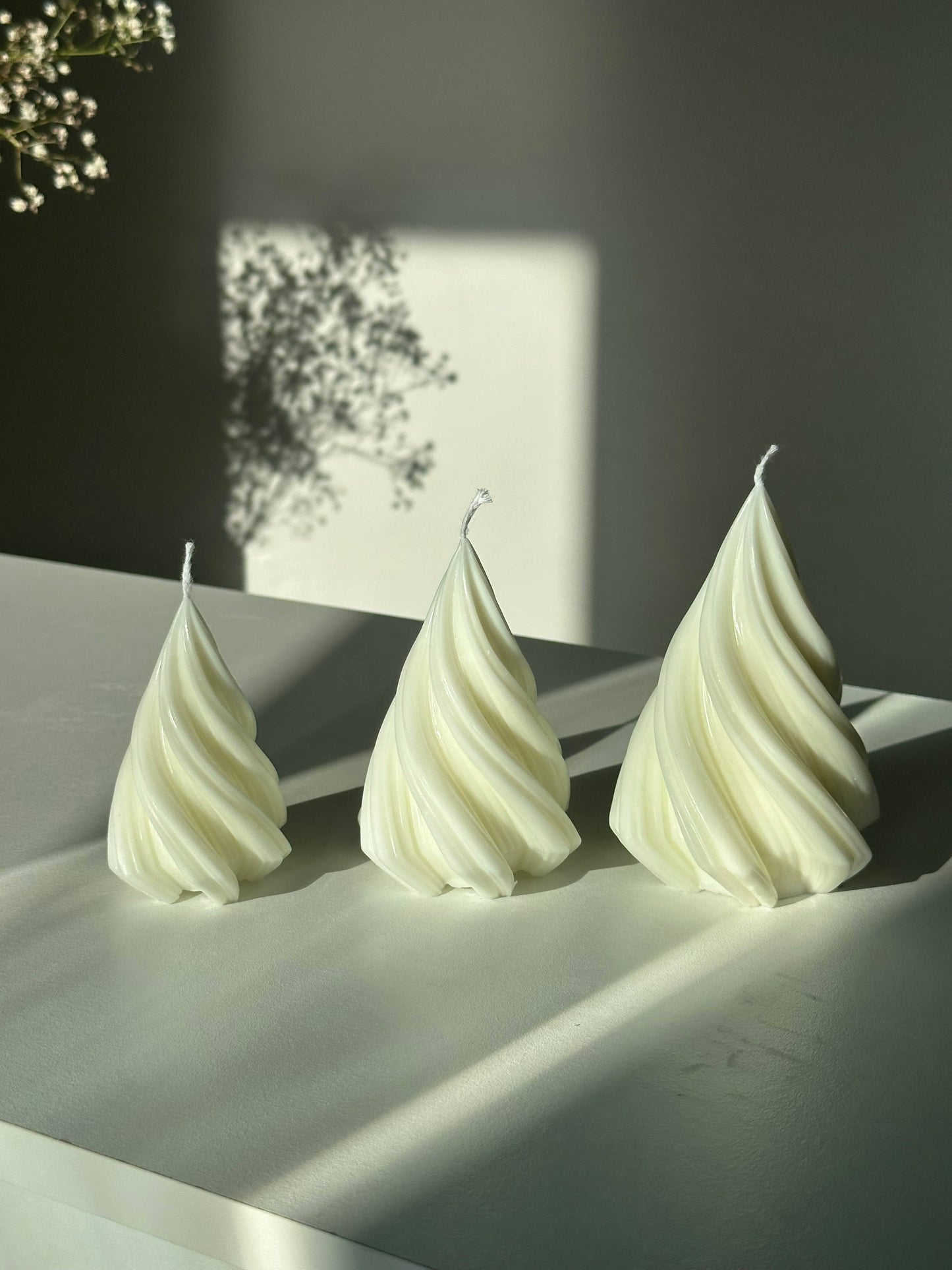 Large Irregular Christmas Tree Candle in White