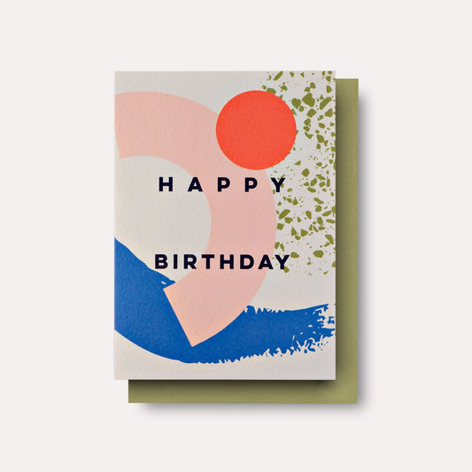 Happy Birthday Memphis Brush Card