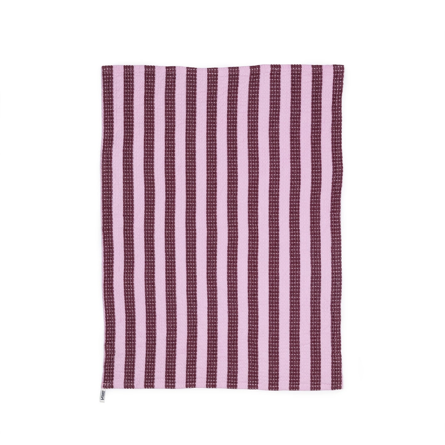 Cotton Waffle Tea Towel 2 Pack: Striped Burgundy and Yellow