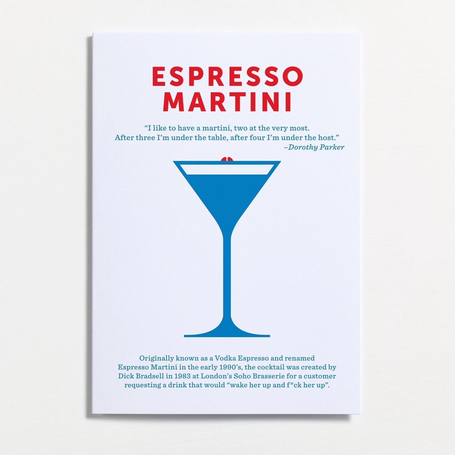 Espresso Martini Cocktail Recipe Greetings Card