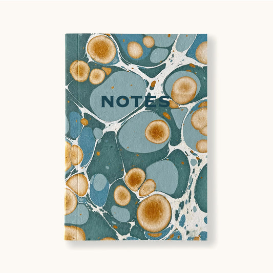 Hand Marbled Notebook in Sea Green