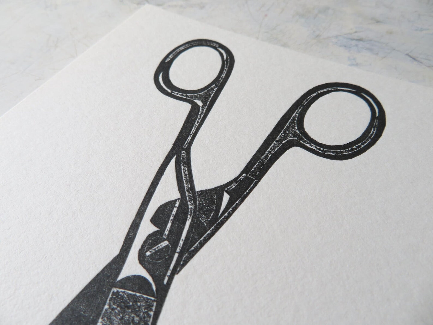Scissors Collagraph Print
