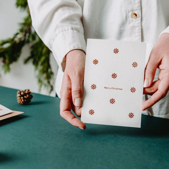 Merry Christmas Snowflake Card in Copper