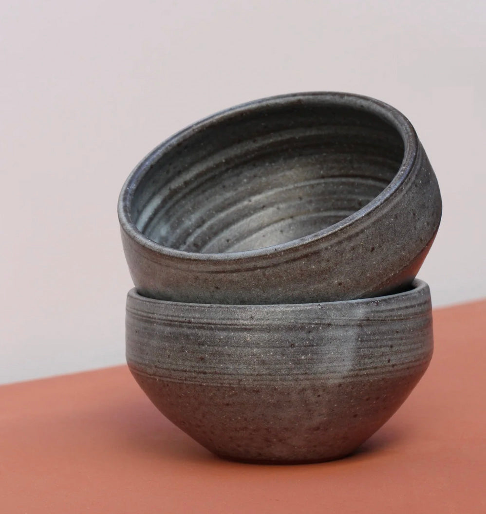 Ramen Bowl in Mottled Moss Blue Grey