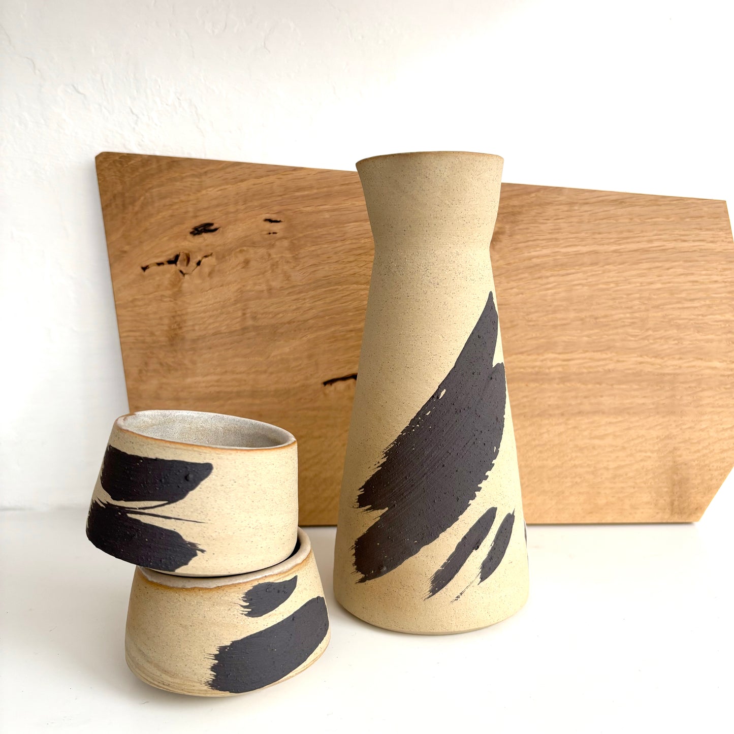 Brushstroke Stoneware Sake Set