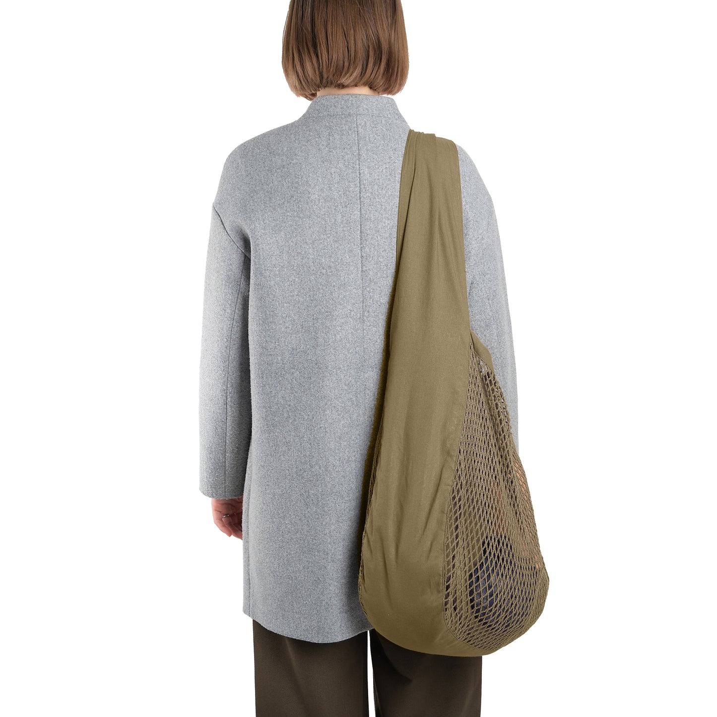 Organic Cotton Net Shoulder Bag in Khaki